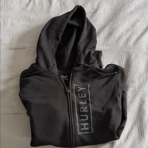 Hurley Black Full-Zip Hoodie with Vertical Logo Medium